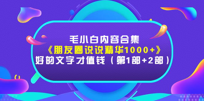 （2803期）毛小白内容合集《朋友圈说说精华1000+》好的文字才值钱（第1部+2部）_中创网